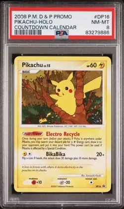 Pokemon PIKACHU DP16 HOLO COUNTDOWN CALENDAR Stamp Promo PSA 8 - Image 1