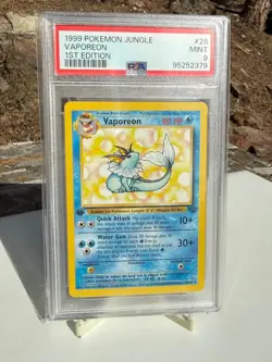 Vaporeon Non-Holo 28/64 Rare Pokemon Jungle 1st Edition PSA 9 - Image 1