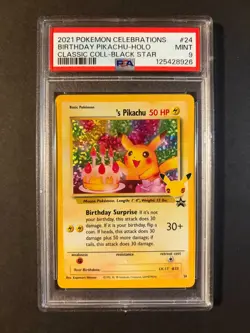 PSA 9 Pokemon Birthday Pikachu 24 Celebrations Classic Collection Holo - Image 1
