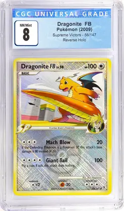 CGC 8 Dragonite FB Reverse Holo 56/147 Supreme Victors Pokemon Card PSA 2009 TCG - Image 1
