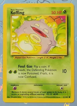 Koffing 51/102 Base Set 1999 Pokemon Card LP - Image 1