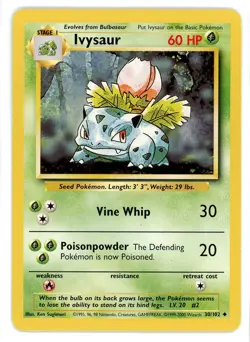 Ivysaur 30/102 Base Set 4th Print Pokemon Card - Image 1
