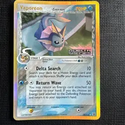 Pokemon TCG Vaporeon Delta Species Holo Rare Card 18/113 - Image 1