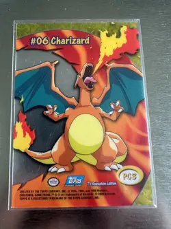 RARE Charizard Clear 1st Edition PC3 - 2000 Topps Pokemon TV Animation #06 LP - Image 2