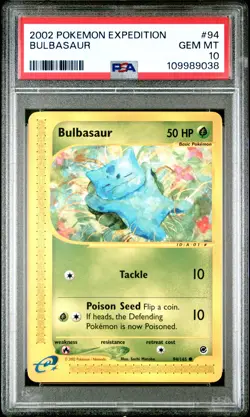 2002 POKEMON EXPEDITION #94 BULBASAUR PSA 10 - Image 1
