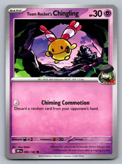 Pokemon TCG SV10: Destined Rivals Team Rocket's Chingling 085/182 - Image 1
