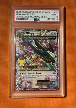 Pokemon TCG Mega M Rayquaza EX 76/108 Roaring Skies 2021 Celebrations PSA 9 Mint - Image 1
