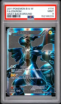 2011 POKEMON BLACK & WHITE GRAY BACKGROUND #114 FULL ART/ZEKROM PSA 9 - Image 1