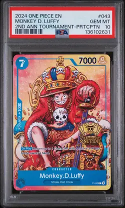 2024 ONE PIECE PROMOS 2ND ANV TOURNAMENT-PARTICIPATION MONKEY D. LUFFY PSA 10 - Image 1