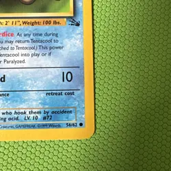 1999 Pokemon Fossil Set Tentacool 1st Edition Common NM 56/62 - Image 5