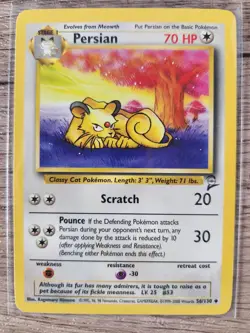 Persian 56/130 Vintage Pokemon Card Base Set 2 Set Unlimited 2000 WOTC - LP/NM - Image 1