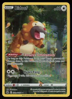 Bidoof GG29/GG70 Holo Crown Zenith Galarian Gallery Pokemon HP - Image 1