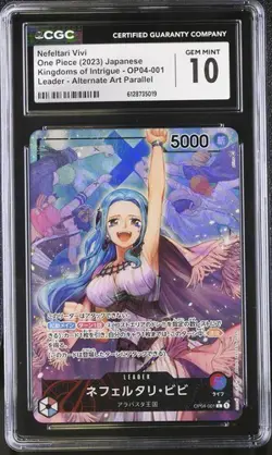 CGC 10 Nefeltari Vivi OP04-001 Jpn Alt Art Leader Kingdoms One Piece TCG - Image 1