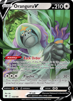 Oranguru V 133/189 Holo V Rare Astral Radiance Pokemon Lightly Played - Image 1