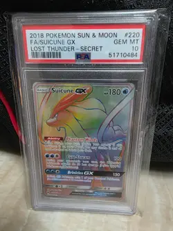 Suicune GX #220 PSA 10 - 2018 Pokemon Sun Moon Lost Thunder Rainbow Secret Rare - Image 3