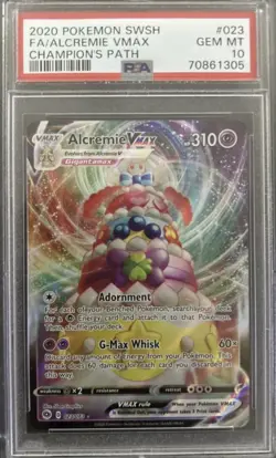 Pokemon Alcremie VMAX 🎂 TCG Champion's Path Holo Ultra Rare 🧁 023/073 PSA 10 - Image 1