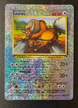 Tauros 8/110 Reverse Holo Legendary Collection Pokemon LP Fireworks Holo 2002 - Image 2