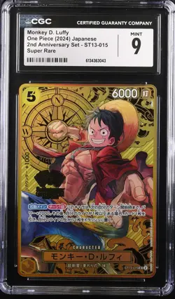 Monkey D. Luffy ST13-015 CGC 9 Mint 2nd Anniversary Set One Piece Card - Image 1