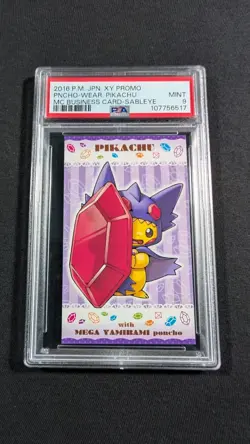Pokemon Japanese Mega Sableye Poncho Pikachu PSA 9 MINT Business Card - Image 1