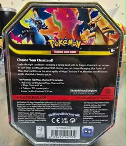 Pokemon TCG Mega Charizard Y ex Tin Factory Sealed 4 Booster Packs Promo - Image 3