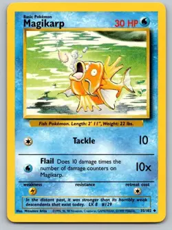Magikarp 35/102 Uncommon Base Set Unlimited Pokemon Lightly Played - Image 1