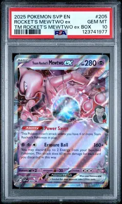 Pokemon Team Rocket's Mewtwo EX Holo SVP 205 Promo Mewtwo EX Box PSA 10 - Image 1
