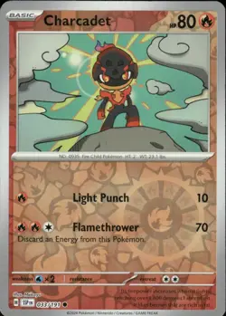 CHARCADET 033/191 SURGING SPARKS COMMON REVERSE HOLO POKEMON MEKAYU - Image 1