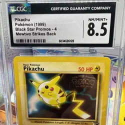 CGC 8.5 MINT Pikachu Black Star Promo WB Movie 4 Pokemon Card Mewto Strikes Back - Image 2