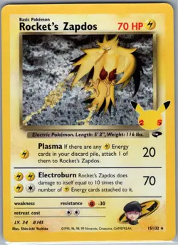 Rocket's Zapdos 15/132 Celebrations: Classic Collection - Pokemon Card - NM - Image 1