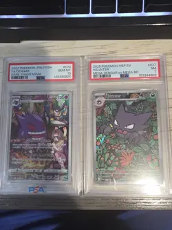 Pokemon TCG Gengar Dark Phantasma 074/071 PSA 10 + Haunter Mega Evolution Promo - Image 1