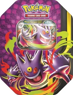 Pokemon TCG Mega Moonlit Tin Mega Gengar EX Promo Metel Tin - New & Sealed - Image 1