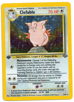 Pokemon Card: Clefable HOLO 1/64 Jungle Set 1st Edition Vintage Rare! EX - Image 1