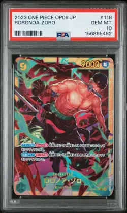 2023 ONE PIECE JAPANESE OP06-WINGS OF THE CAPTAIN #118 RORONOA ZORO PSA 10 - Image 1