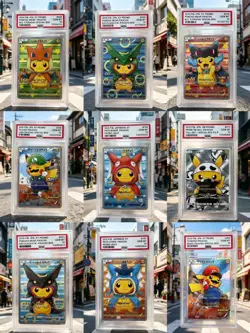 sale 9PCS Pokemon cards Poncho-wearing Pikachu cardd fans collection - Image 1