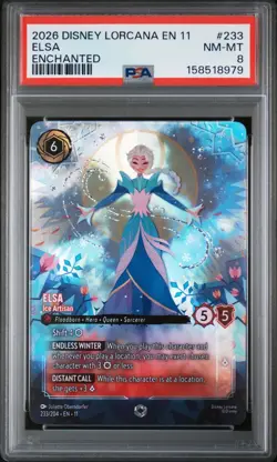 Disney Lorcana Winterspell Elsa 233/204 - Ice Artisan (Enchanted) PSA 8 - Image 1
