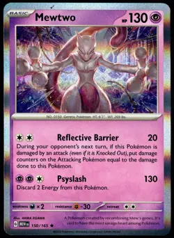Pokemon TCG Mewtwo 150/165 2023 Scarlet & Violet 151 Holo Rare Card - LP - Image 1