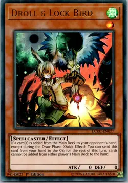 Yugioh Droll & Lock Bird LCKC-EN077 1st Edition Ultra Rare NM - Image 1