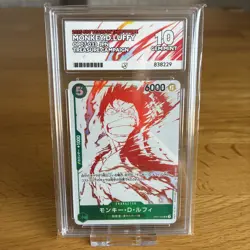 Monkey D Luffy OP07-033 Promo Treasure Campaign ACE 10 Graded Card - Image 1
