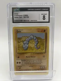 Vintage 1999 Onix #56/102 Pokemon Base Set Unlimited Graded CGC 8 NM/Mint Graded - Image 1