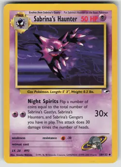 Sabrina's Haunter 58/132 Uncommon Gym Heroes Pokemon Unlimited Moderately Played - Image 1