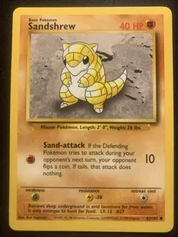 Pokemon TCG Sandshrew Base Set 62/102 Regular Unlimited Common Nm - Image 1