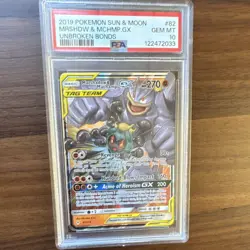 Pokemon Marshadow & Machamp GX Unbroken Bonds Ultra Rare Holo #82/214 PSA 10 - Image 1