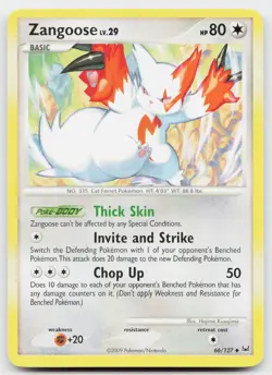 Zangoose 66/127 Uncommon Platinum Pokemon Near Mint - Image 1