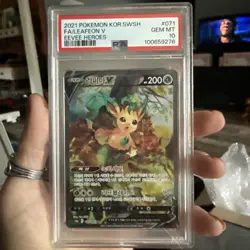 Pokemon Eevee Heroes S6A, Leafeon V, SR, 071/069, PSA 10 (Korean) - Image 1