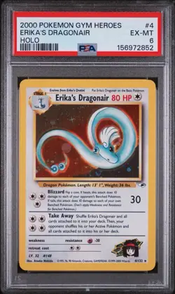2000 Pokemon Gym Heroes Erika's Dragonair 4/132 Holo Unlimited PSA 6 - Image 1