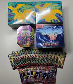 Pokemon Card Lot- 3 ETBs, Tin, 8 Destined Rival PK & 18 Ascending Heroes PK NEW - Image 1