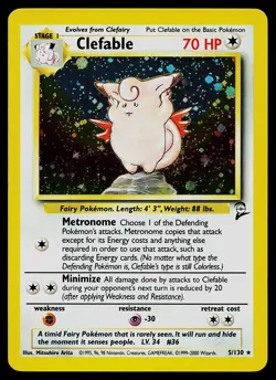 Pokemon Card - Clefable Base Set 2 5/130 Holo Rare - Image 1