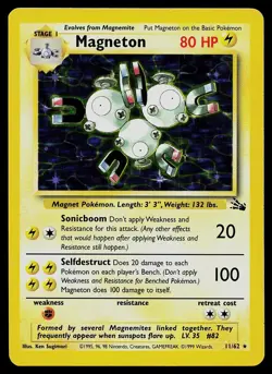 Pokemon Card - Magneton Fossil 11/62 Holo Rare - Image 1