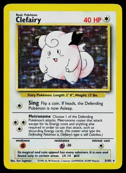 Pokemon Card - Clefairy Base Set Unlimited 5/102 Holo Holo Rare - Image 1