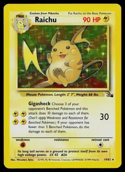 Pokemon Card - Raichu Fossil 14/62 Holo Rare - Image 1